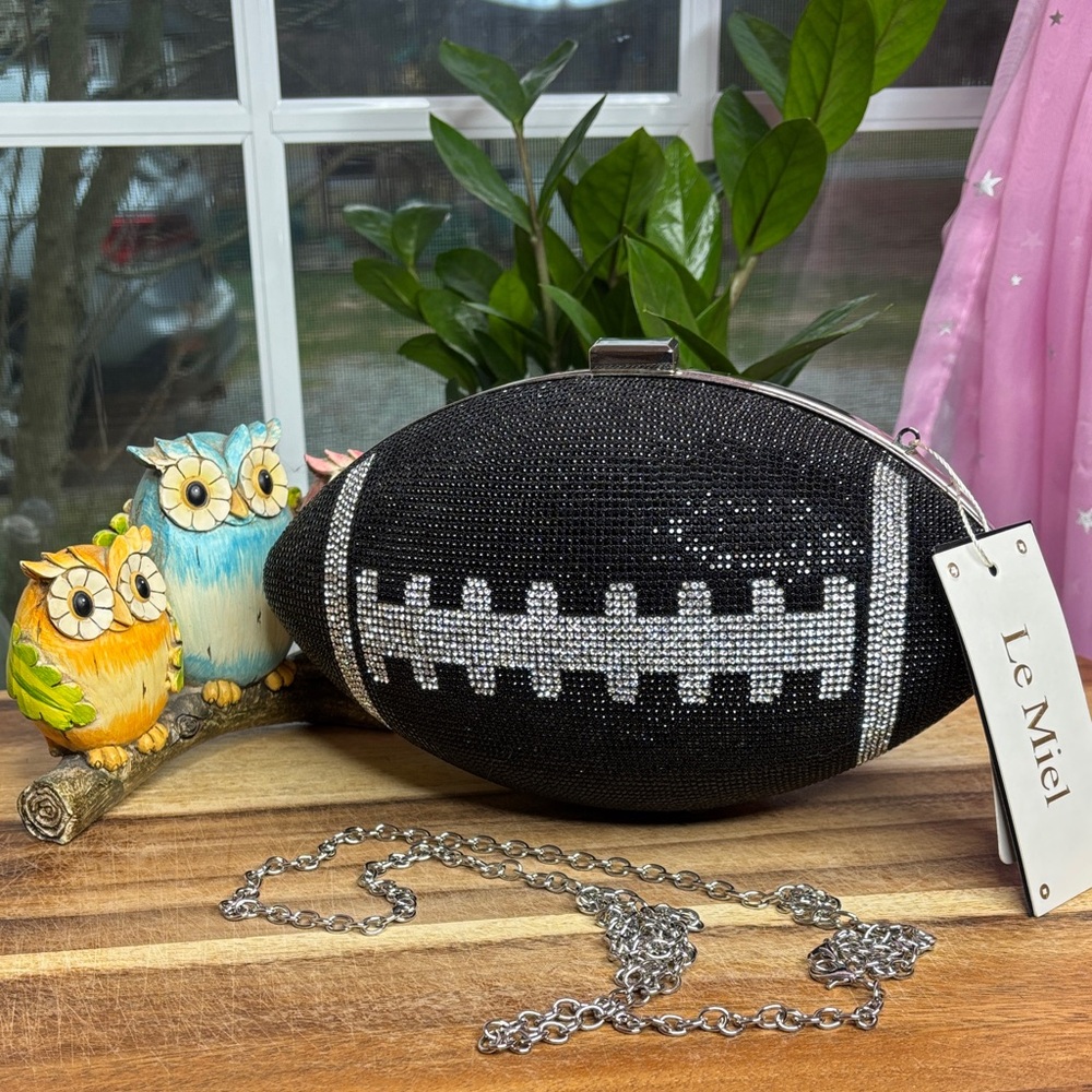 Black and Silver Football Clutch Bag